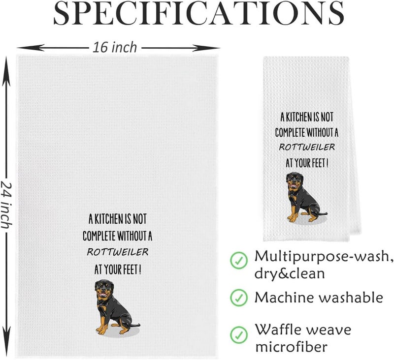 Geqtt Funny Rottweiler Dish Towels - Rottweiler Gifts Decorative Waffle Weave Kitchen Towels, Dog Gifts Hand Towel, Tea Towel (16×24 Inches) - Image 4